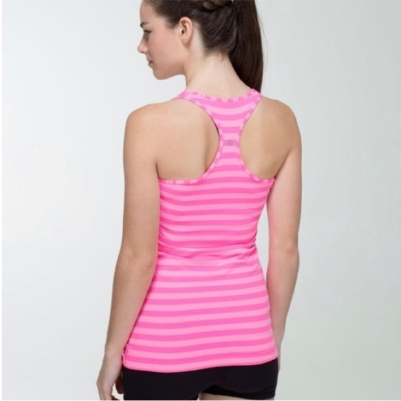 Lululemon Cool Racerback Tank Top Apex Stripe Zing Pink Light - Picture 1 of 9